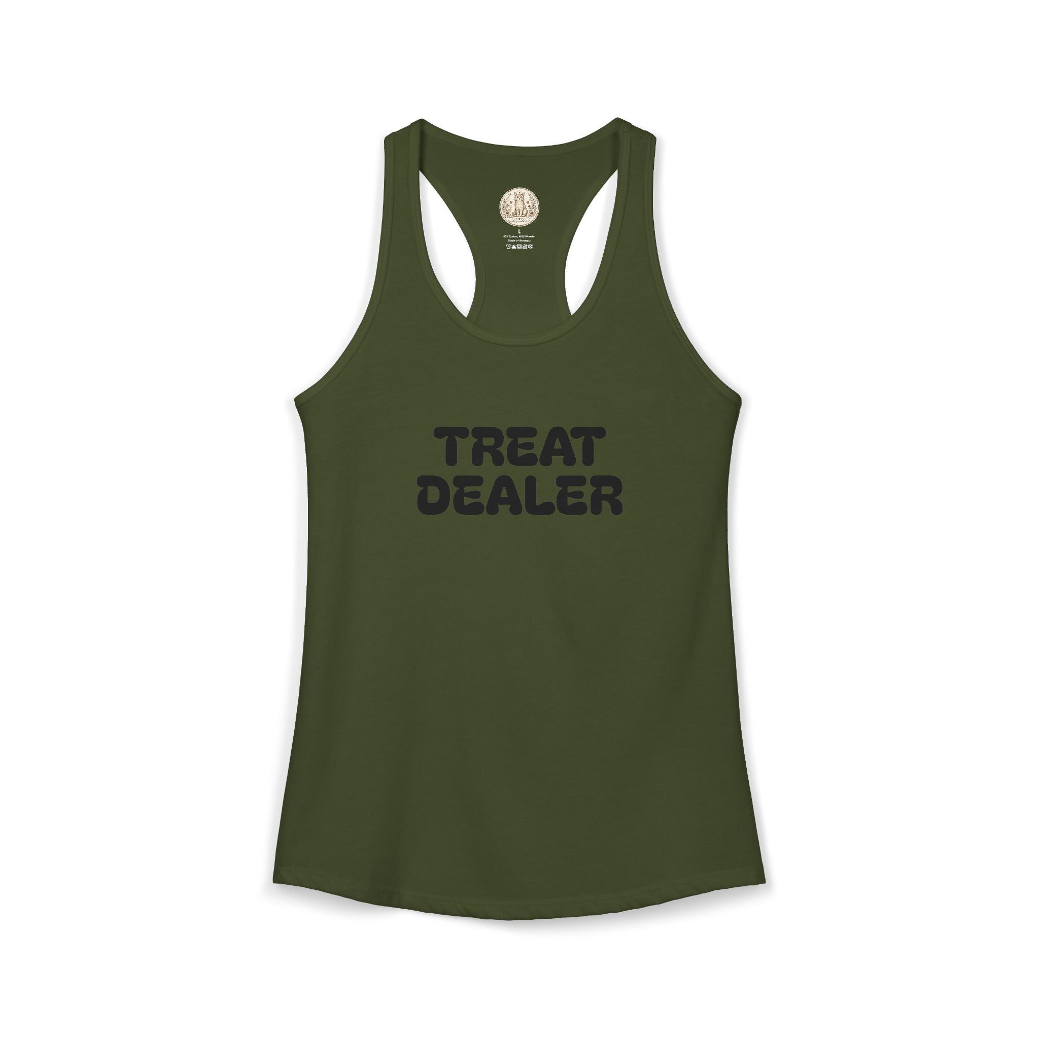 Treat Dealer Racerback Tank — "Treat Dealer" Pet Lover Tank Top for Dog & Cat Parents
