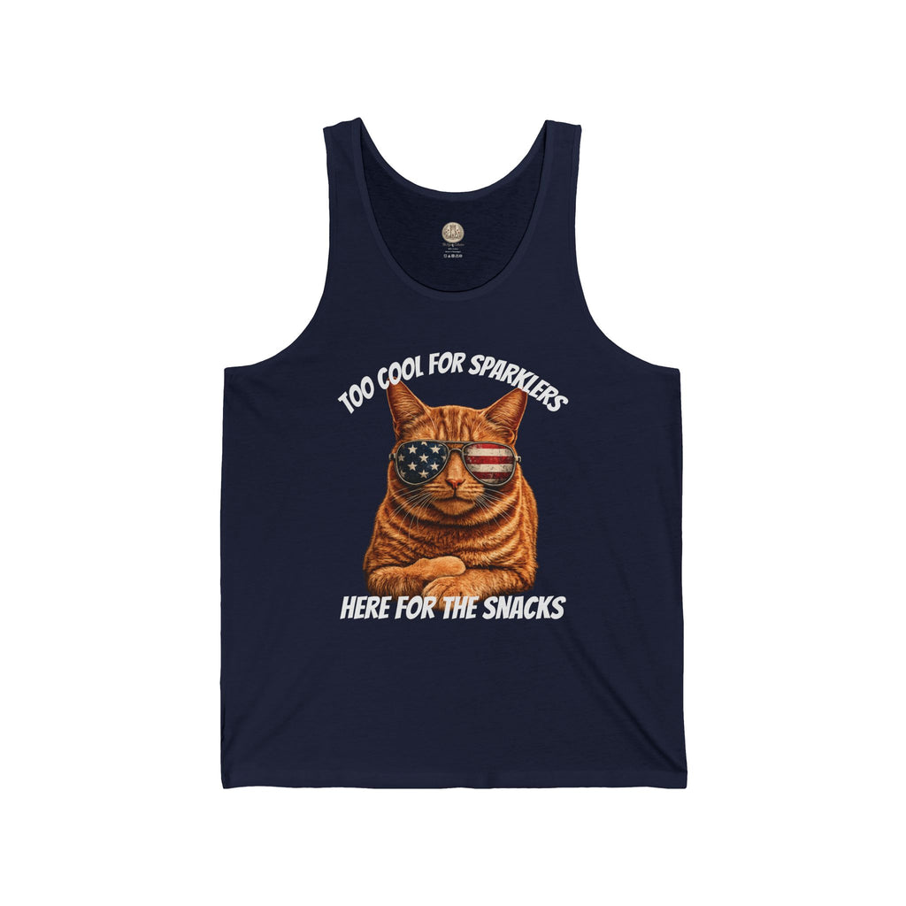 Patriotic Cat Tank — "Too Cool for Sparklers, Here for the Snacks"