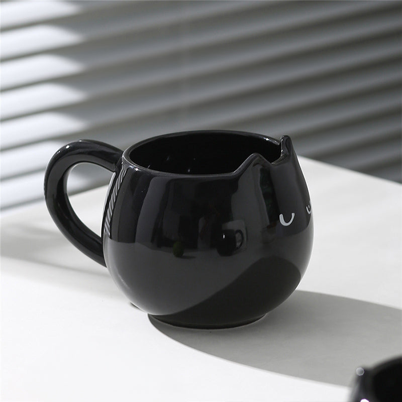 Hand Painted Cat Shaped Ceramic Mug for Coffee or Tea