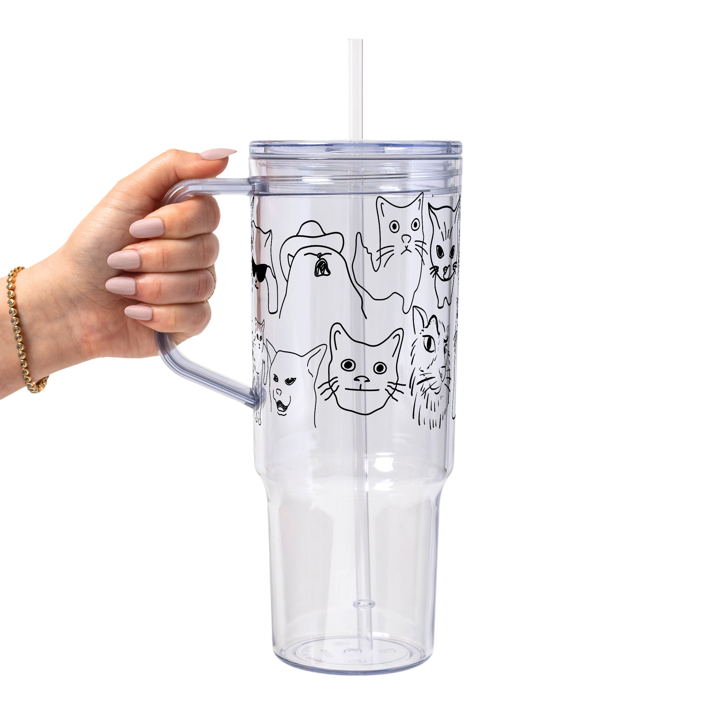 Iconic Meme Cats Glass Cup, Mug & Tumbler with Lid and Straw